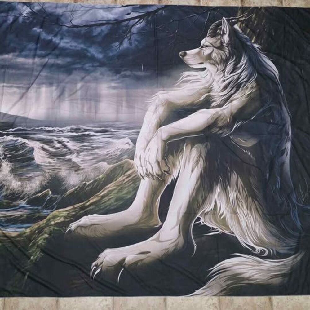 Large Wolf Art Wall Tapestry